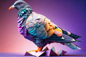 Aufkleber - Beautiful abstract geometric pigeon concept, contemporary colors and mood social background