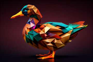 Leinwandbilder - Beautiful abstract geometric duck concept, contemporary colors and mood social background