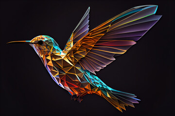 Poster - Beautiful abstract geometric hummingbird concept, contemporary colors and mood social background