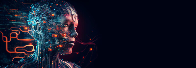 Lines connected to thinkers, symbolizing the meaning of artificial intelligence. Generative AI