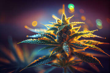 Aufkleber - Beautiful abstract illustrations cannabis leaf with lights on a bright bokeh background