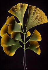 Poster - Beautiful abstract illustrations Ginkgo biloba leaf with lights on a bright bokeh background