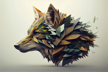 Fototapete - Beautiful abstract Wolf background. Generative AI technology.
