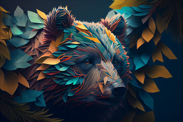 Aufkleber - Beautiful abstract Bear background. Generative AI technology.