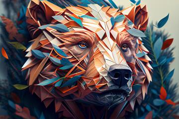 Aufkleber - Beautiful abstract Bear background. Generative AI technology.