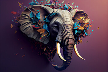 Aufkleber - Beautiful abstract elephant background. Generative AI technology