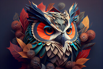 Aufkleber - Beautiful abstract owl background. Generative AI technology.