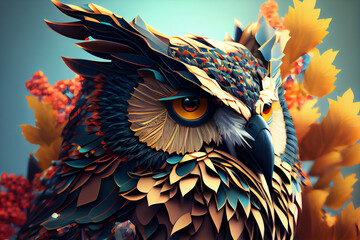 Poster - Beautiful abstract owl background. Generative AI technology.