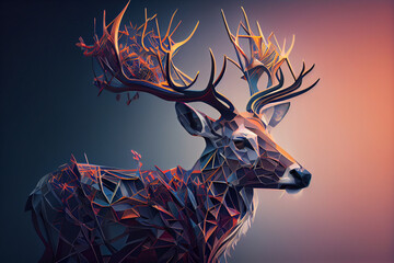 Aufkleber - Beautiful abstract deer, elk background. Generative AI technology.