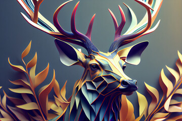 Aufkleber - Beautiful abstract deer, elk background. Generative AI technology.