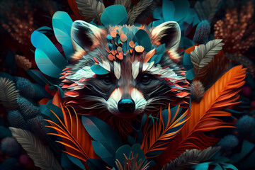 Wall Mural - Beautiful abstract raccoon background. Generative AI technology.