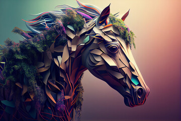 Aufkleber - Beautiful abstract horse background. Generative AI technology.