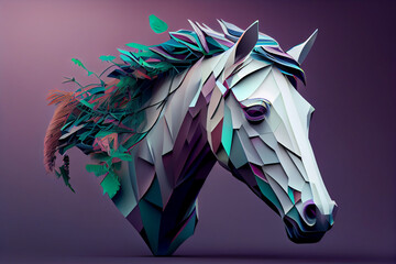 Aufkleber - Beautiful abstract horse background. Generative AI technology.