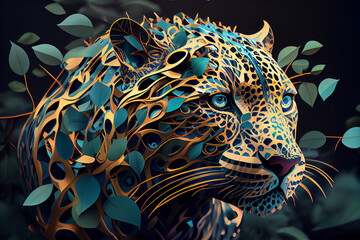 Wall Mural - Beautiful abstract leopard background. Generative AI technology