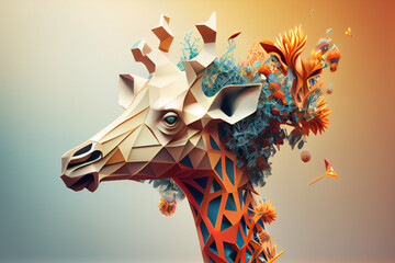 Poster - Beautiful abstract giraffe background. Generative AI technology.
