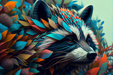 Aufkleber - Beautiful abstract raccoon background. Generative AI technology