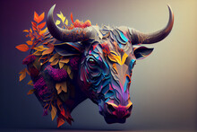 Beautiful Abstract Bull Background. Generative AI Technology