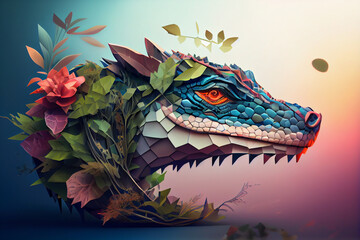 Poster - Beautiful abstract crocodile background. Generative AI technology