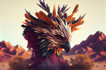 Aufkleber - Beautiful abstract eagle background. Generative AI technology.