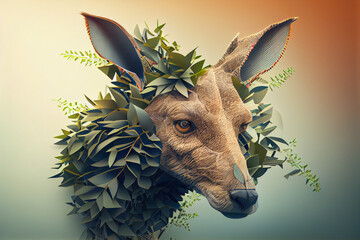Aufkleber - Beautiful abstract kangaroo background. Generative AI technology