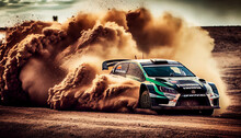 Rally Car On Dirt Track, Generative Ai