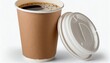 © GustavsMD - Opened take-out coffee in a cardboard cup, White background,  Package mockup design for branding. Generative AI