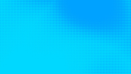 Poster - Dots halftone blue color pattern gradient texture with technology digital background. Dots pop art comics with summer background.