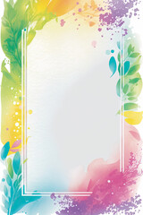 Wall Mural - Decorative spring colorful border frame card note watercolor, Generative AI