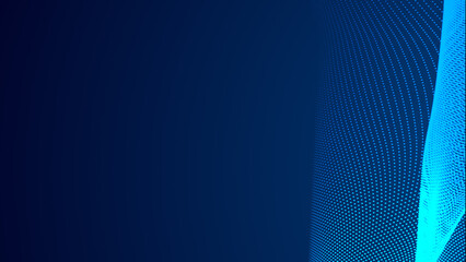 Poster - Abstract dot white blue wave gradient texture technology background.