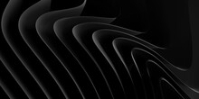 Close Up Of Modern Abstract Wave Or Curve Shaped Bend Black Paper Background From Above