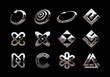 © Derter - Y2K metallic chrome elements. Set of vector abstract shapes in retro futurism aesthetics