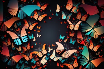 Wall Mural - Geometric shapes butterfly background digital art.