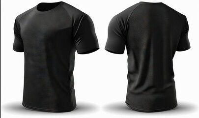  a black t - shirt mock up with a white background.  generative ai