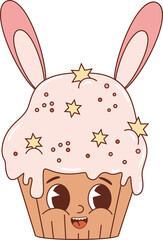 Wall Mural - easter cake cupcake with  bunny ears