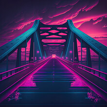 Bridge Over The River Synthwave Style, Generative AI