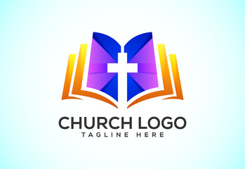 Wall Mural - Church colorful logo. Christian sign symbols. The cross of Jesus