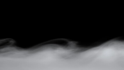 Wall Mural - rolling smoke clouds or swirling fog with wisps of vapor on black.