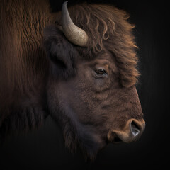 Canvas Print - Portrait of a Wisent or European bison (Bison bonasus). Generative AI.