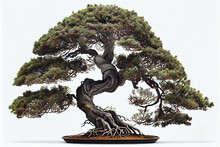 A Bonsai Tree With Its Intricate Branches And Delicate Leaves, Isolated On White Background - Generative AI