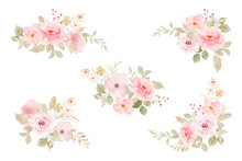 Watercolor Soft Pink Flower Arrangement Collection