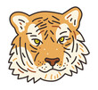 doodle tiger face drawing, tiger head vector isolated, no background png, transparent background, thick line draw