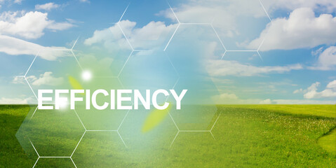  Energy efficiency to reduce carbon footprint. Clean plants on field and bright sunlight to the good ecological future.