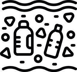 Poster - Microplastics pollution icon outline vector. Water ocean. Sea dirty