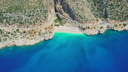 Wall Mural - Aerial view of beautiful Kaputas beach with turquoise water in Turkey