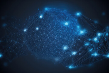 Poster - blue technology abstract background of connection network. peculiar ai generative image.