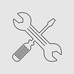 Poster - service icon. repair icon. wrench with screwdriver isolated line icon trendy style on white background..eps