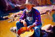 Panning for gold, Old West. Generative AI
