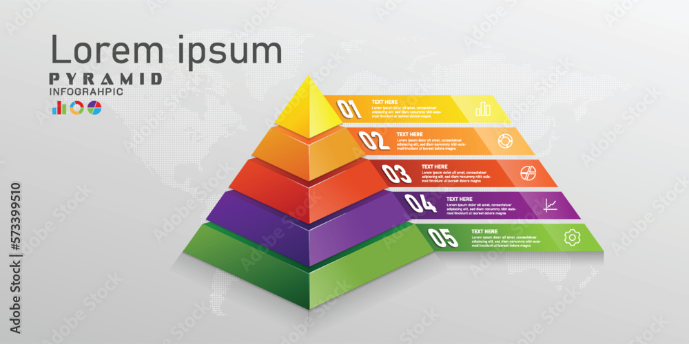 pyramid chart infographic vector illustration with colorful topic ...