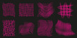 Set de texturas retro futuristas vectoriales dibujadas a mano color rosa. Vector