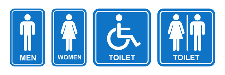 toilet sign printable public sign symbol man woman wc simple blue minimalist design illustration res